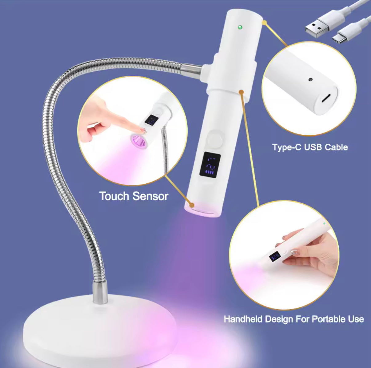 9W Rechargeable Flash Cure Lamp - White