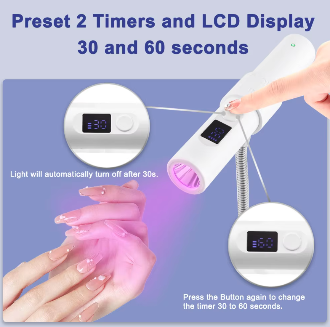 9W Rechargeable Flash Cure Lamp - White